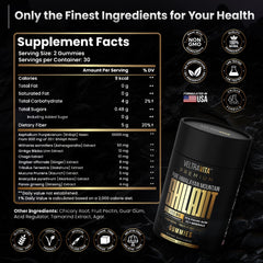Front packaging of VeltraVita Shilajit Gummies with key ingredients listed
