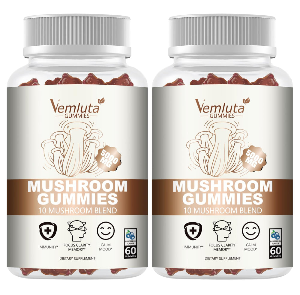 Front view of Vemluta 2-Pack 5000MG Mushroom Gummies