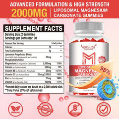 Back labeling for Vemluta Magnesium Gummies 60-count