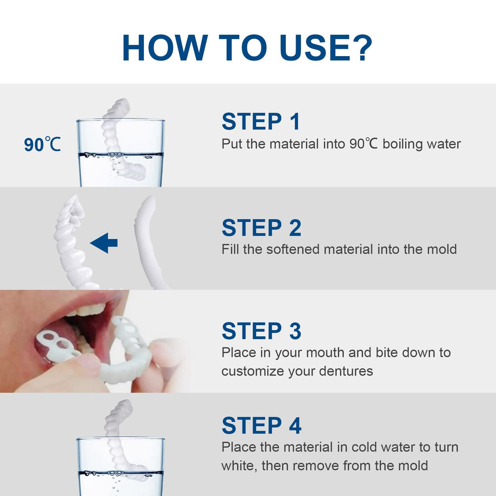 Package contents: top and bottom veneers with silicone