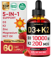 Venture Pal 5-in-1 Vitamin D3 10000 IU + K2 MK-7 bottle with dropper
