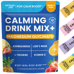 Front view of Venture Pal Calming Powdered Drink Mix packaging