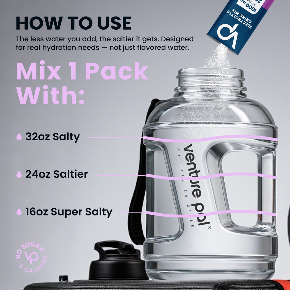 Venture Pal hydration packets in a compact travel pouch