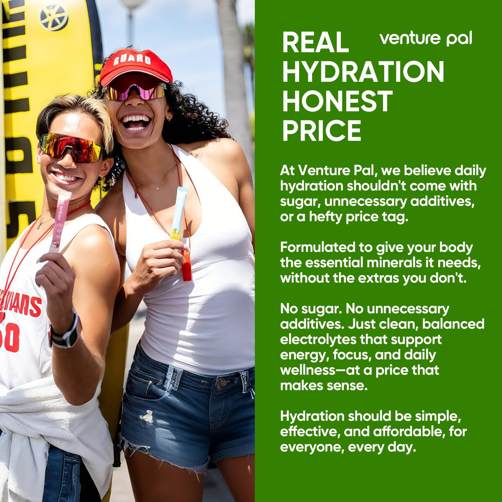 Hydration Boost electrolyte powder sachet next to a glass of water