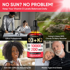 Sugar-free liquid Vitamin D3 bottle on white