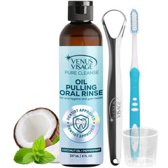 Venus Visage coconut oil pulling mouthwash bottle with 8 oz