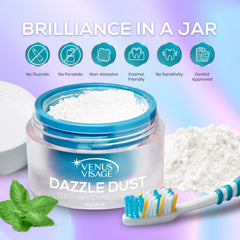 Close-up of cap on Venus Visage Dazzle Dust packaging