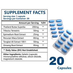 VEPEMVA nutrition supplement ingredients label highlighting maca and ginseng for endurance.