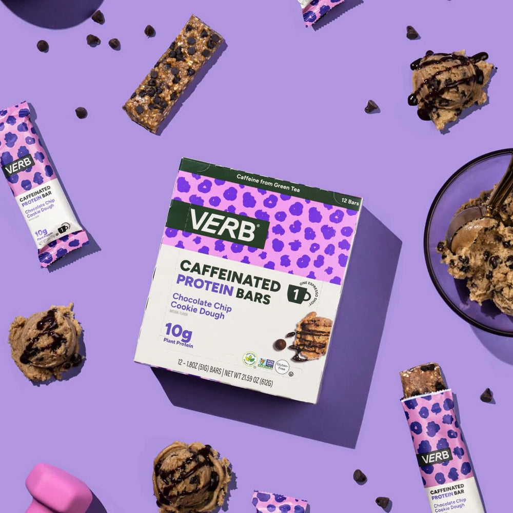 Verb Energy bar vegan cross-section image highlights cacao and nut butter blend for clean energy.