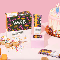 Verb Energy Bar on-the-go setup illustrating portable work or travel snack