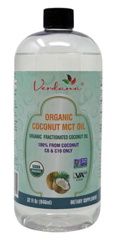 Verdana Organic MCT Oil 32 oz bottle made from coconuts, C8 and C10 triglycerides
