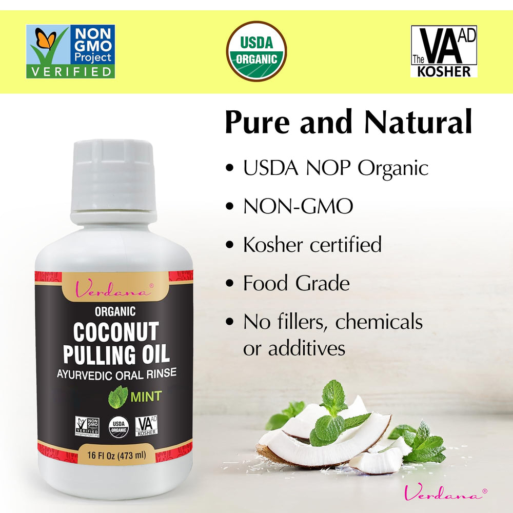 Mint leaves and coconut oil imagery representing natural mouthwash