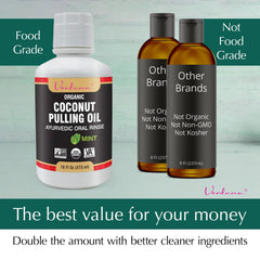 Side view of the 16 oz Verdana oil pulling mouthwash bottle