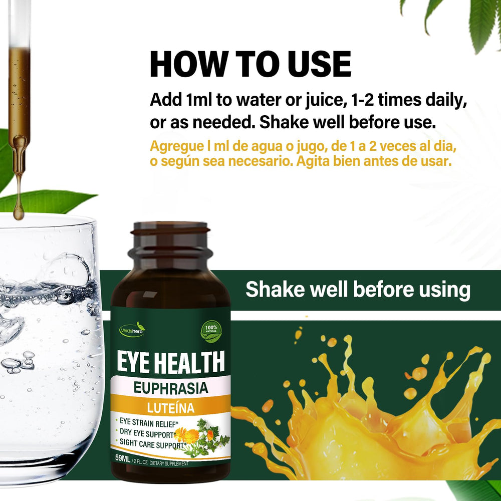 Vision health concept with herbal drops imagery