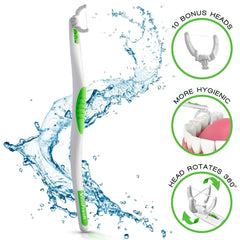 Ergonomic handle and rotating floss head