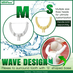 Close-up of floss heads and swivel mechanism