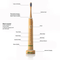 Close-up of bamboo brush head assembly showing natural materials