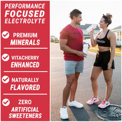 PEScience Versalyte hydration on-the-go lifestyle shot with a shaker.