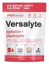 PEScience Versalyte packaging front shows a sugar-free hydration option for daily workouts.