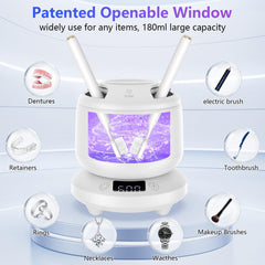 Cleaner suitable for dentures aligners mouth guards and jewelry