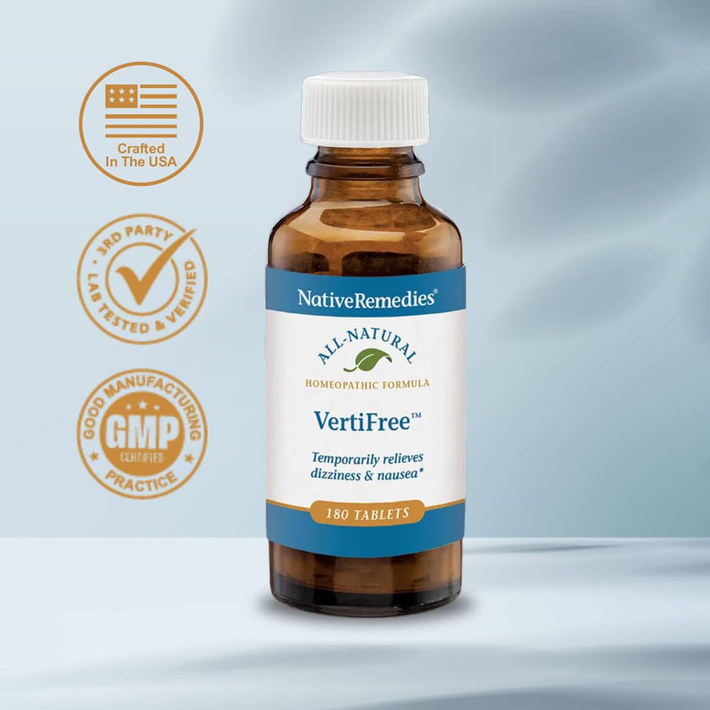 VertiFree tablets dissolve in mouth for easy, discreet use during vertigo.