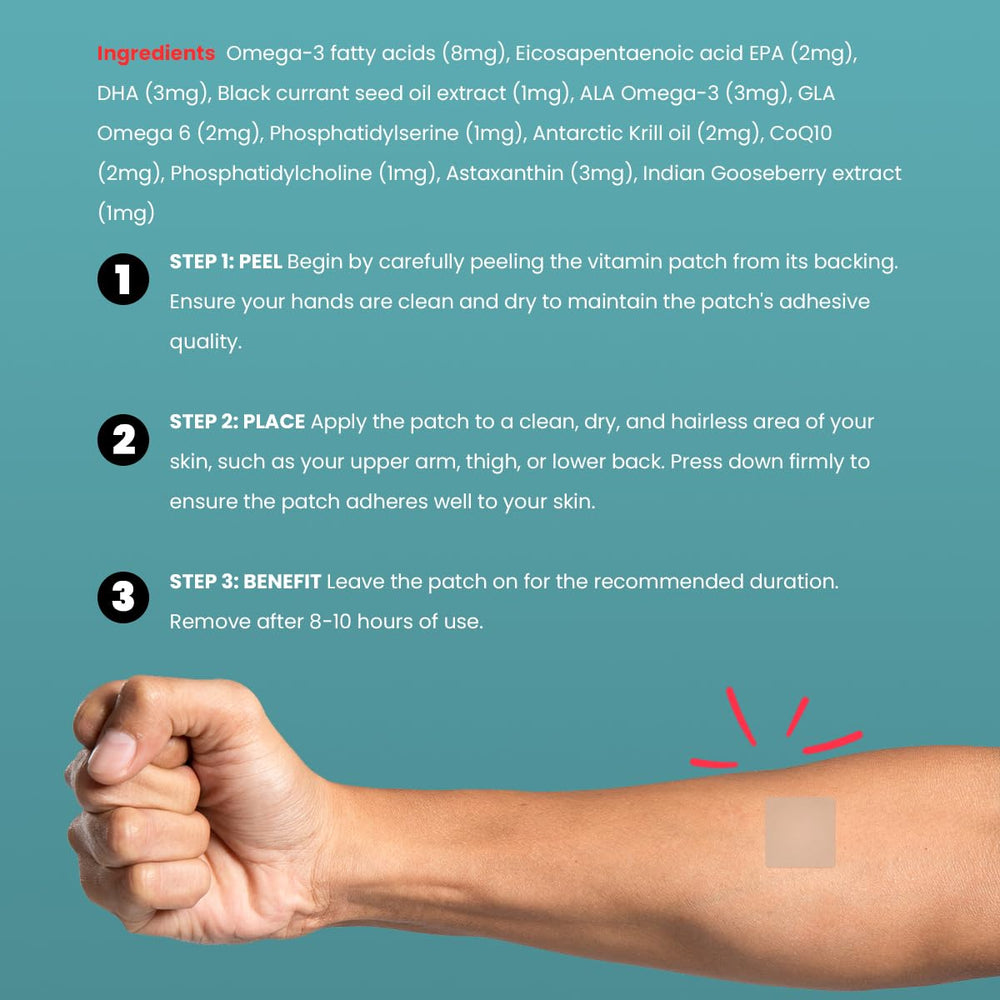 Person applying Veru Wellness Omega-3 Patch