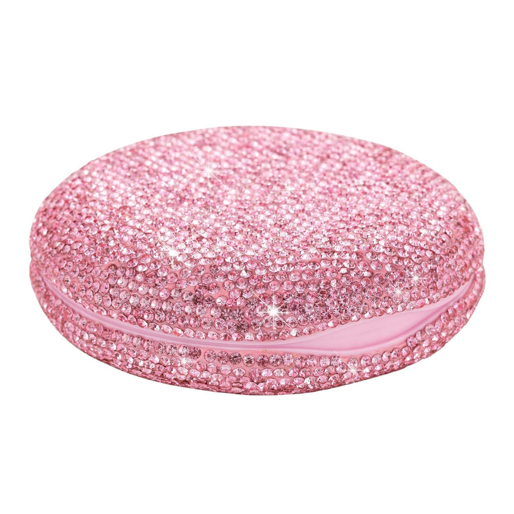 Veseek pink retainer holder with rhinestones, front view