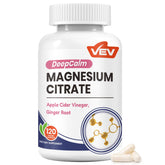 Front view of VEV DeepCalm Magnesium Citrate Capsules bottle