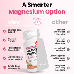 Ingredients and supplement facts label of VEV DeepCalm Magnesium Complex