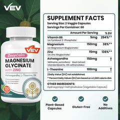 Close-up of magnesium glycinate and zinc supplement capsules