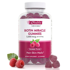 Front view of Vevoec Gynable Biotin Gummies bottle