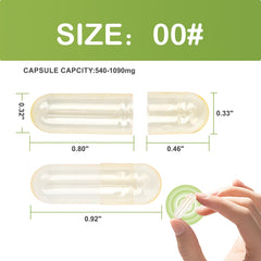 Clear vegetarian empty capsules Size 00 for DIY supplements