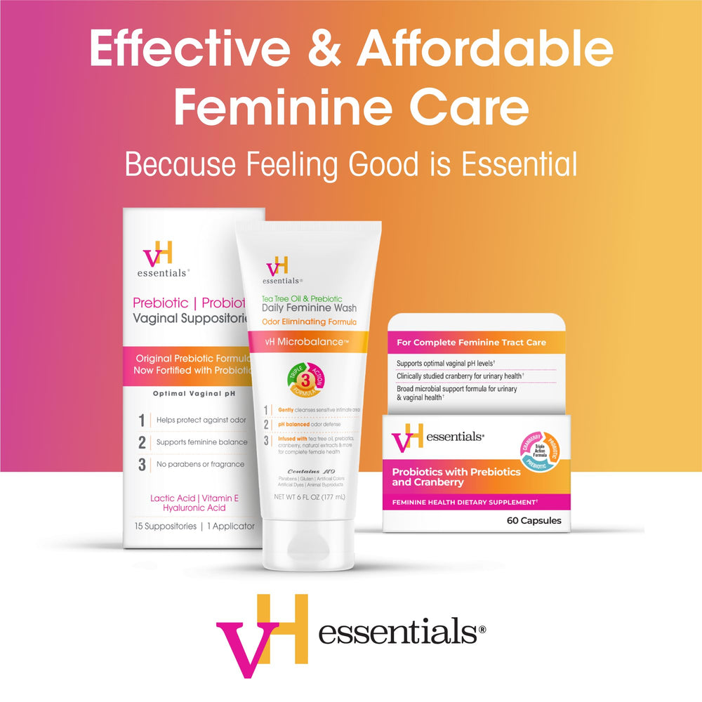 vh essentials Probiotics for Women packaging front showcases a complete daily wellness solution.