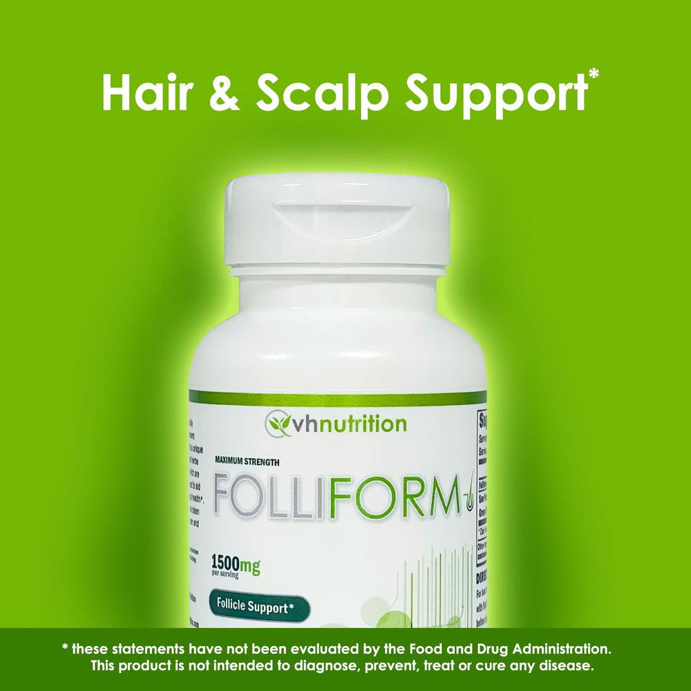 VH Nutrition FOLLIFORM ingredient list featuring saw palmetto, nettle root, and more