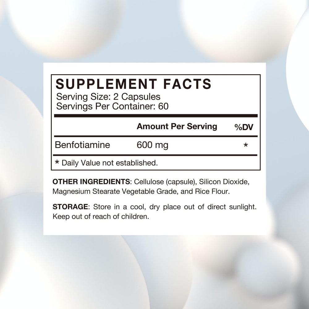 120 vegetarian capsules of Benfotiamine 600mg