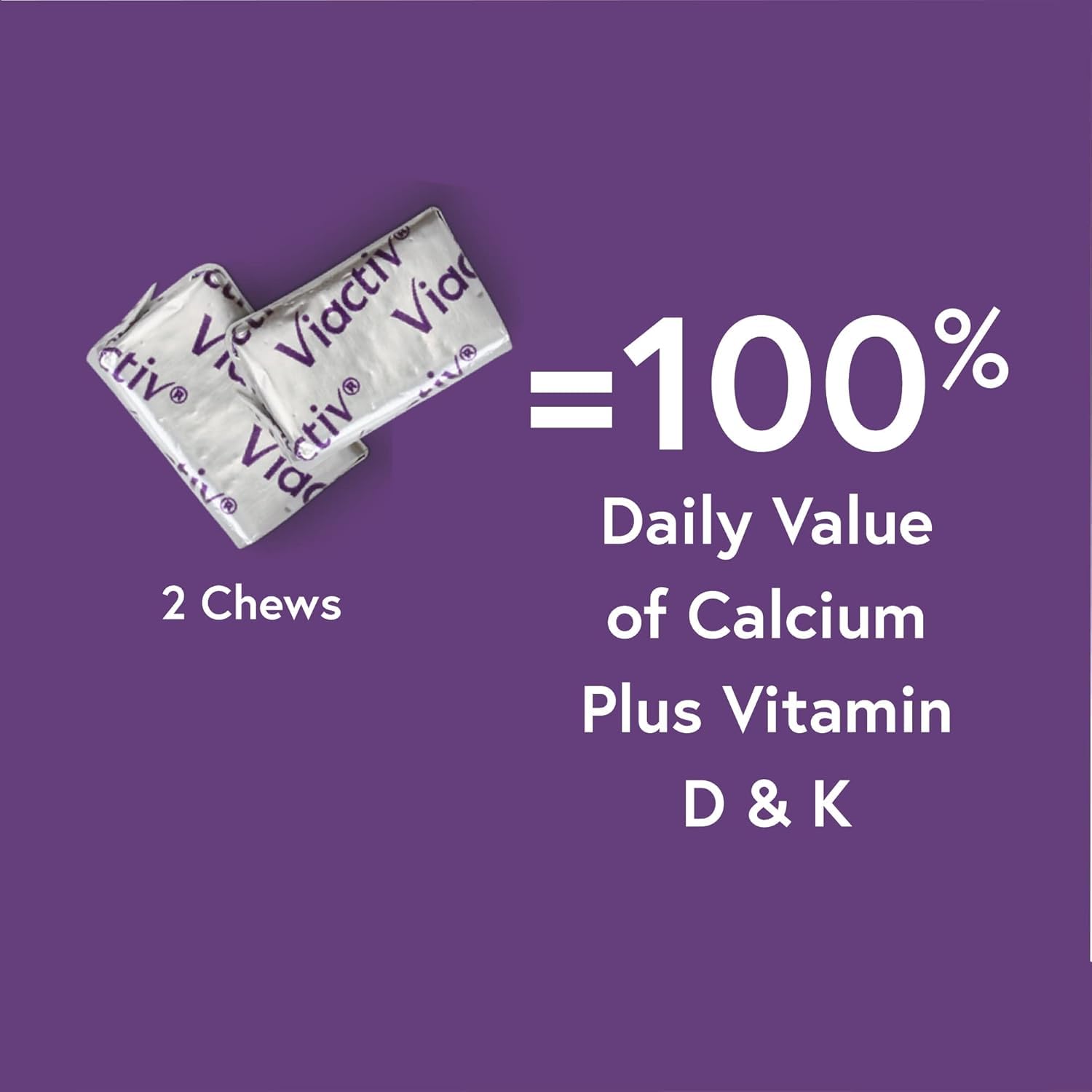 Nutrition information showing 650 mg calcium, 12.5 mcg vitamin D, 40 mcg vitamin K Nutrition information showing 650 mg calcium, 12.5 mcg vitamin D, 40 mcg vitamin K