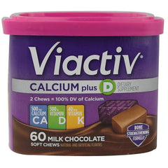 VIACTIV Calcium Plus D soft chews Milk Chocolate – 60 count, Pack of 3