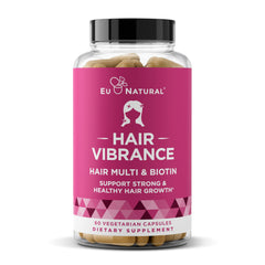 Vibrance Hair Growth Vitamins bottle with 60 vegetarian soft capsules