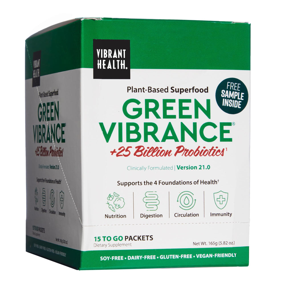 Front view of Vibrant Health Green Vibrance Packets box
