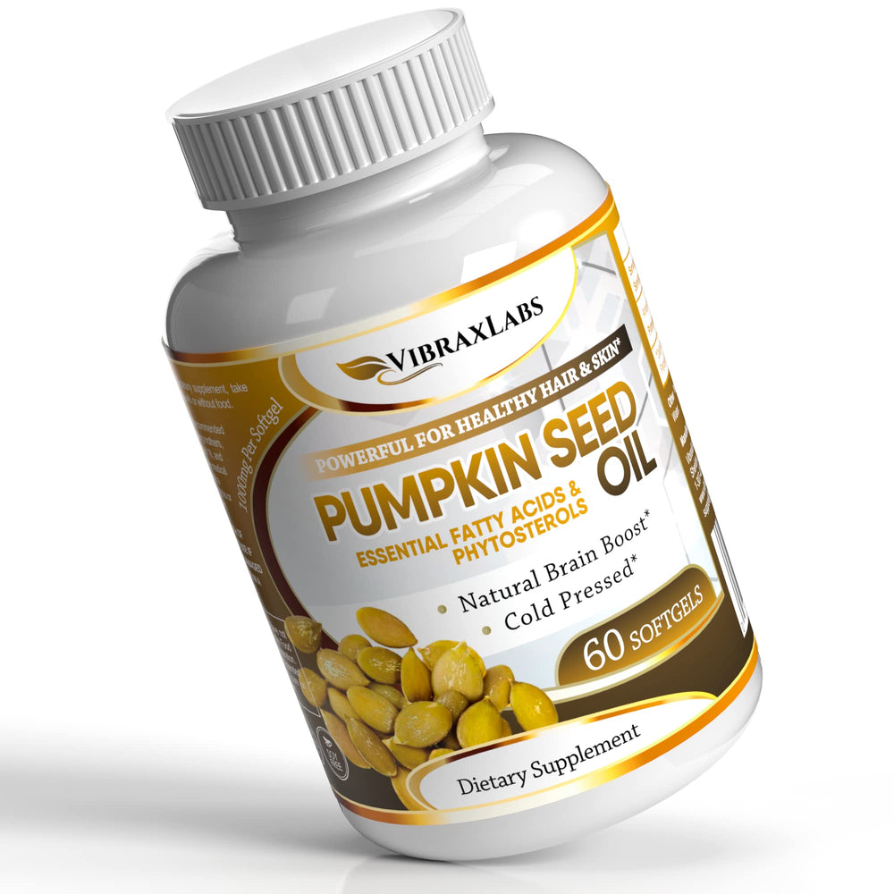 Vibraxlabs Pumpkin Seed Oil bottle with 60 softgels