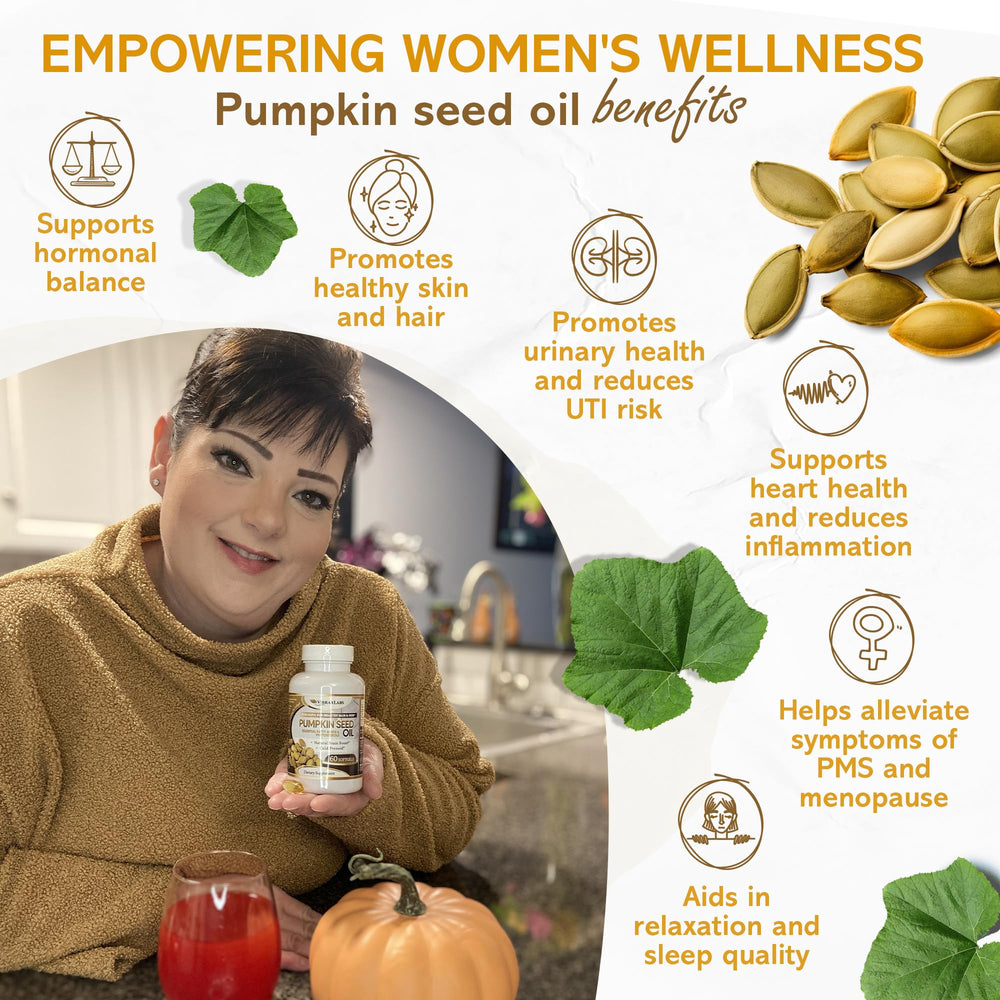 Close-up of Vibraxlabs Pumpkin Seed Oil bottle