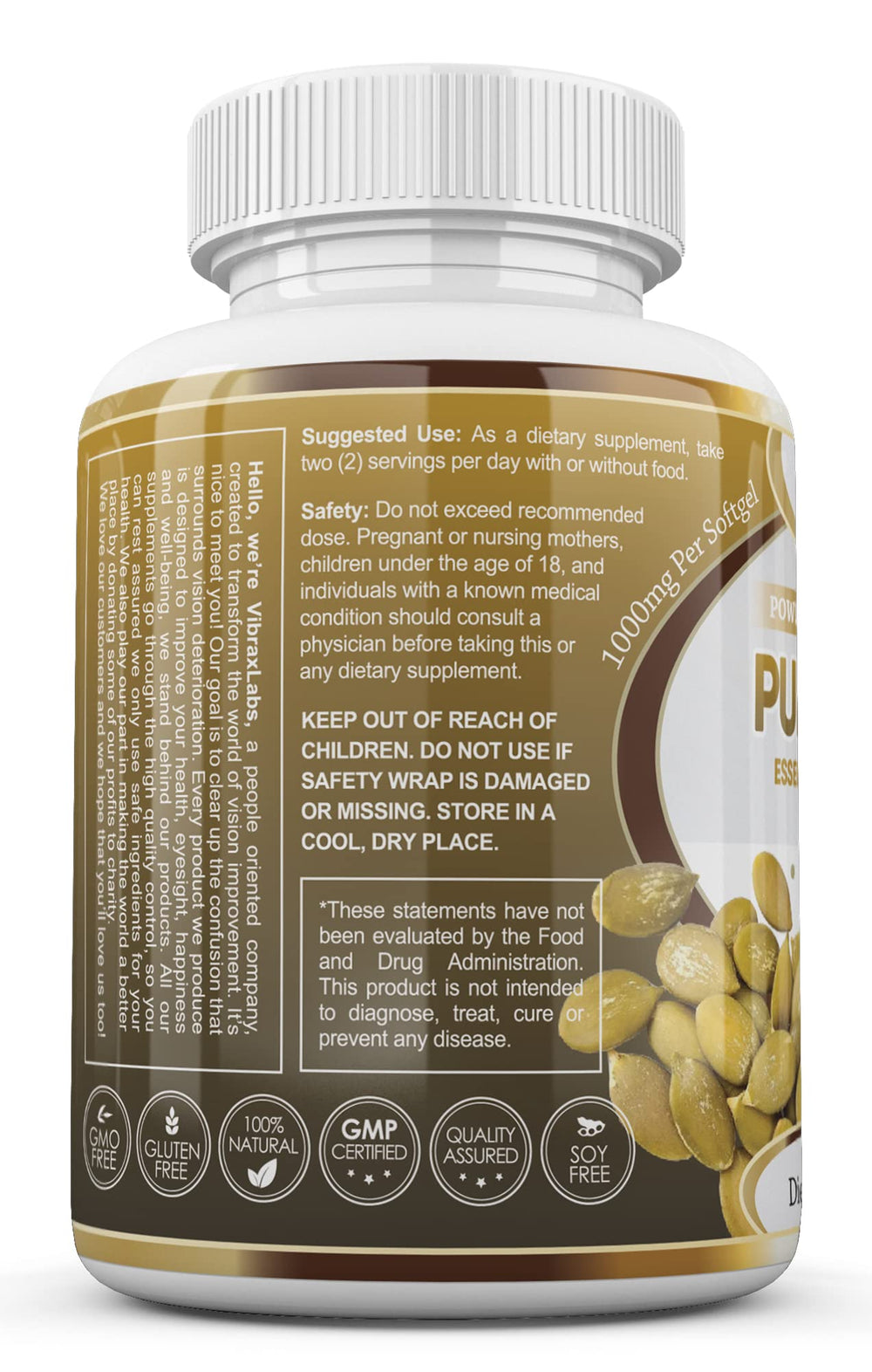 Vibraxlabs Pumpkin Seed Oil packaging front