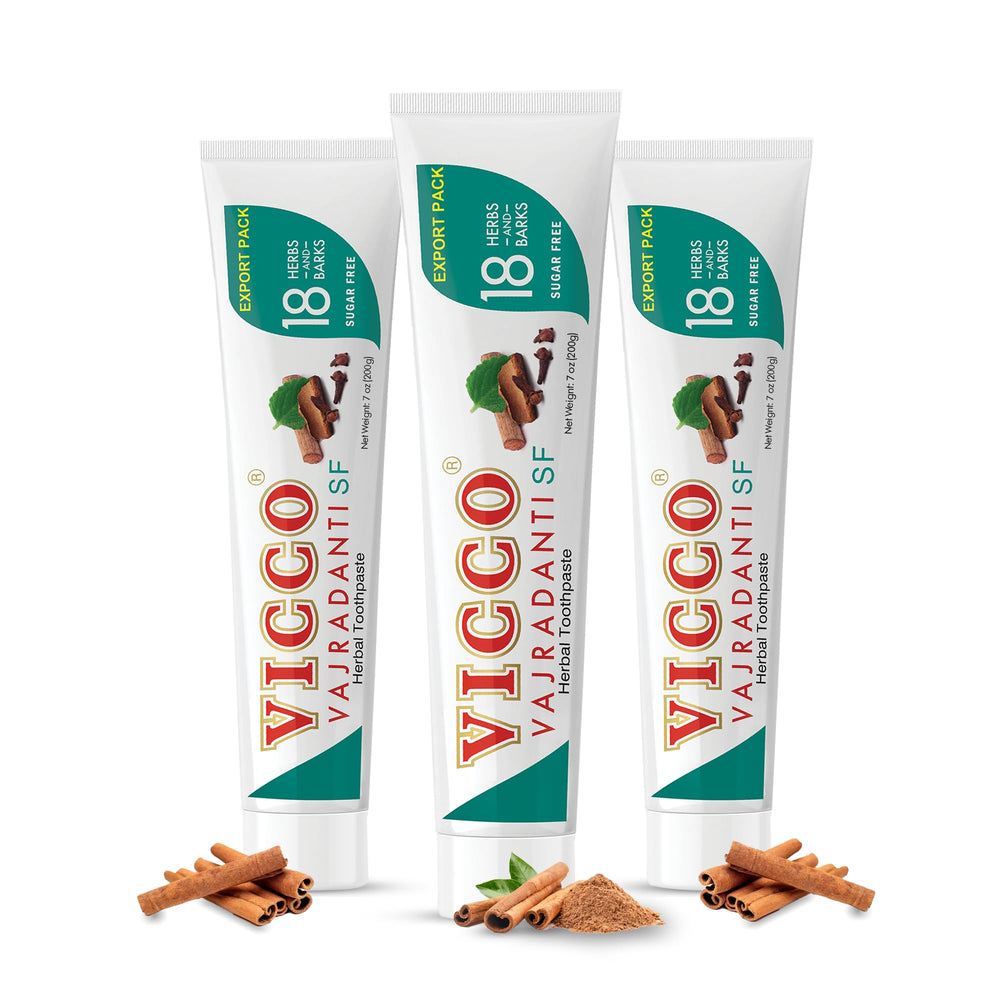 Vicco Vajradanti toothpaste tube and packaging, 7 oz, front view