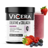 Berry flavor VICERA Creatine + Collagen powder jar with scoop