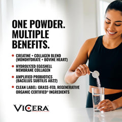Nutrition ingredients panel for VICERA Creatine + Collagen powder