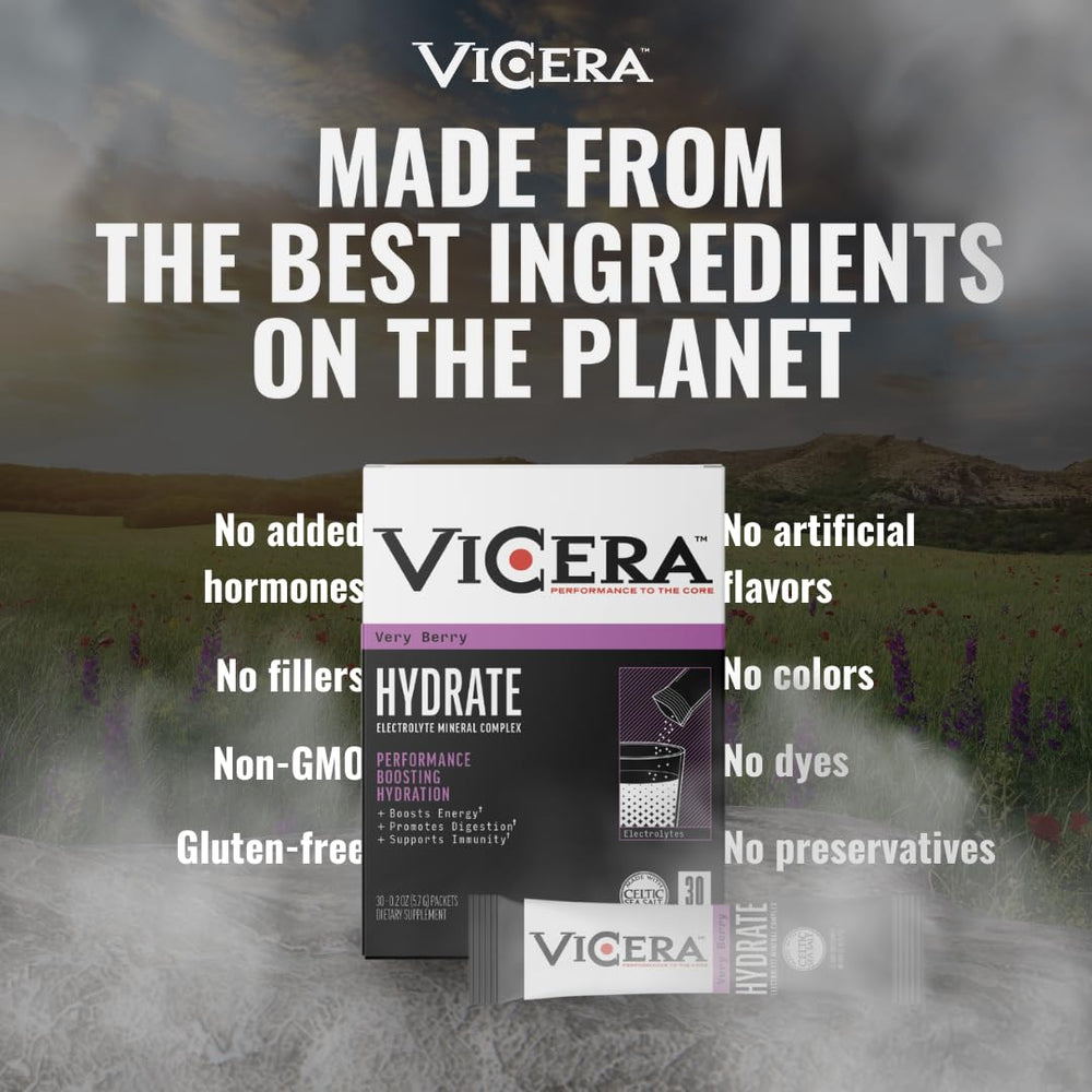 VICERA single-serve stick pack ready for travel hydration.
