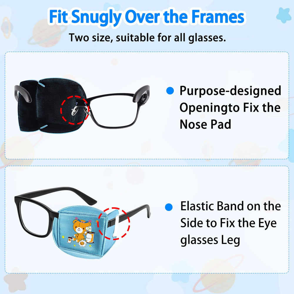Blue Bear left-eye patch front view for kids