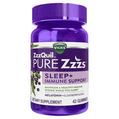Vicks ZzzQuil Pure Zzzs Sleep + Immune Support Gummies bottle 42 ct