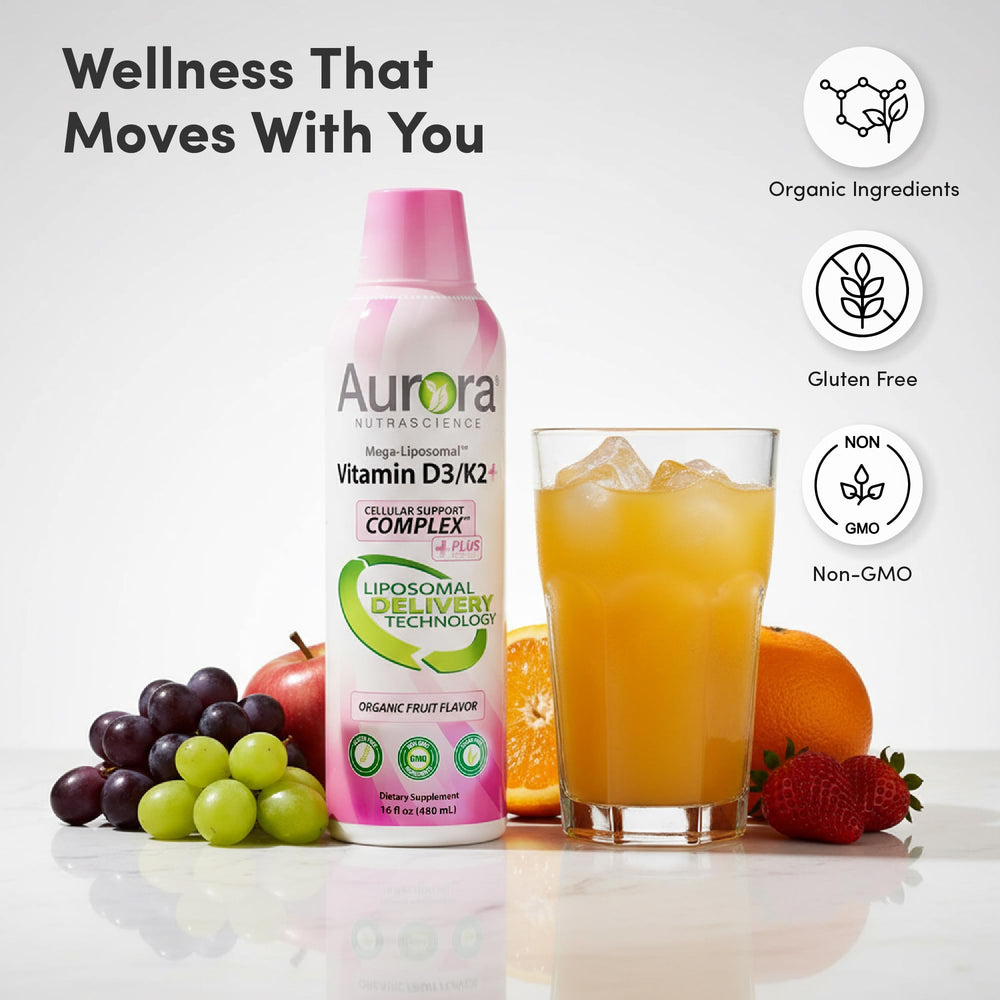 Gluten-free, non-GMO organic fruit flavor Vitamin D3/K2+ with Vitamin C