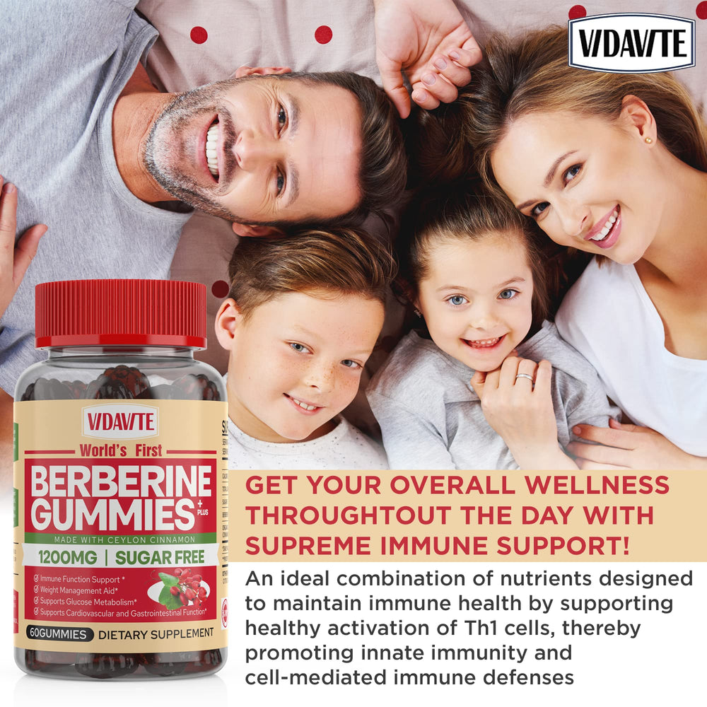 Box packaging of VIDAVITE Berberine with Ceylon Cinnamon gummies